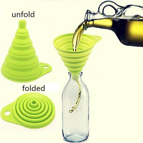 1pc Silicone Foldable Funnel Random Colors Mini Silicone Collapsible Style Funnel Folding Portable Funnels Be Hung Kitchen Tool