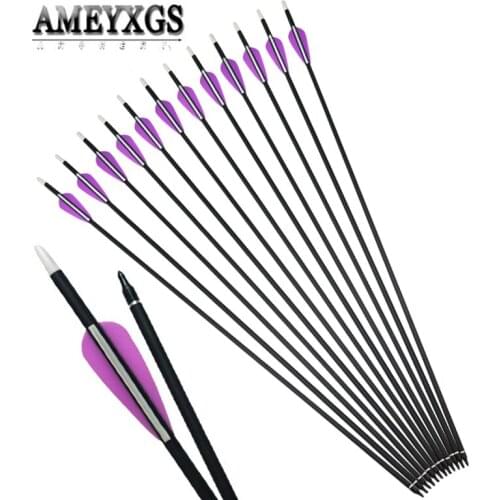 10pcs 32inch Spine 500 Carbon Arrow Replaceable Arrowhead With Rubber Feather For Hunting Shooting Training Archery Accessories