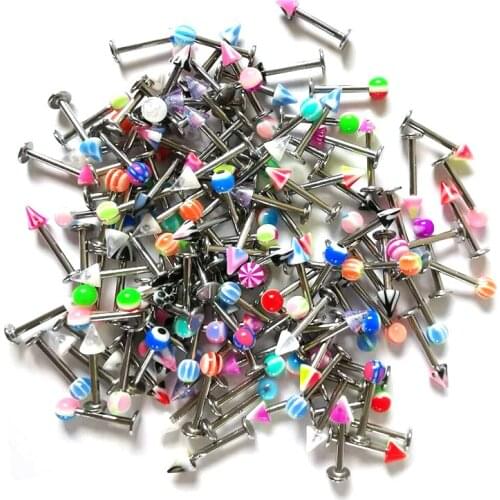 10PCS Acrylic Labret Monroe Lip Rings Women Surgical Steel Ear Cartilage Tragus Helix Piercing 16g Body Jewelry Mixed Color