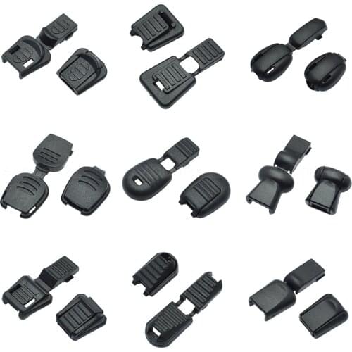 10pcs/pack Zipper Pull Cord Ends For Paracord & Cord Tether Tip Cord Lock Plastic Black