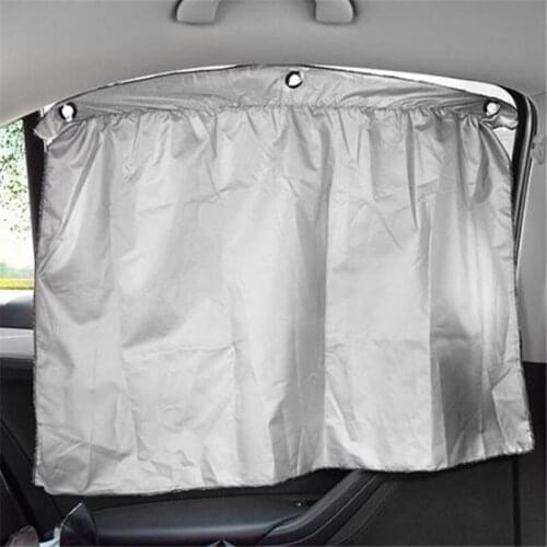 2pcs UV Protection Shield Sun Shade Car Window Cover Sunshade Curtain Double Silver Cloth Thermal Insulation Anti-mosquito
