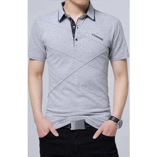 2020 NEW Casual Cotton Summer T-shirt Men Short Sleeve Elegant Men Work Tee Shirt Clothing Male Collar T Shirt Plus Size 4XL 5XL