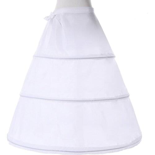 3-Hoop A-Line White Long Dress Wedding Gown Crinoline Petticoat Underskirt Slips