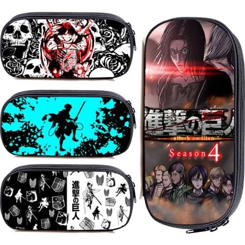 Attack on Titan Season 4 Pencil Case 3D Anime Make Up Box Cosmetic Case Zipper Storage Hip Hop School Supplies Beauty Case Women