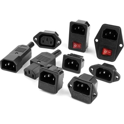 Black CE IEC320 C13 C14 AC Power Panel Socket PDU UPS Rewirable Wiring Plug Electric Battery Receptacle Docking Outlet 10A 250V