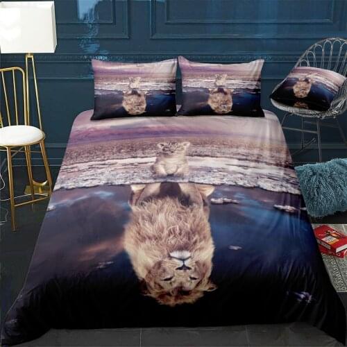 Baby Lion Will Grow Up Quilt Cover Pillowcase 3Piece Comforter Bedding Set With Pillow Case Single Double Duvet Cover