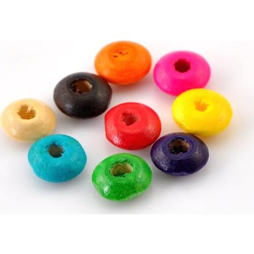 Doreen Box hot- 1000PCs Mixed Dyed Abacus Wood Spacer Beads 8x4mm(3/8"x1/8") (B21481)