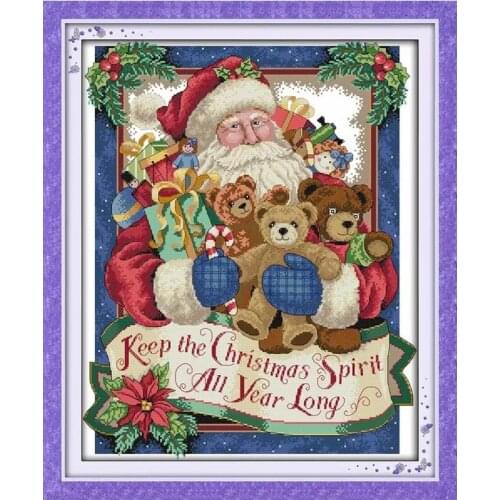 Happy Christmas(2) Cross Stitch Kits Printed Canvas Embroidery Sets 11CT 14CT Diy Handmade Needlework Crafts Home Decor Painting