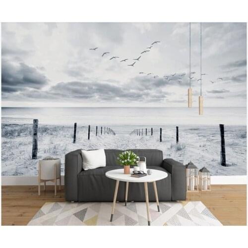 Custom photo 3d wallpaper European style winter beach bird landscape room home decor 3d wall murals wallpaper for walls 3 d