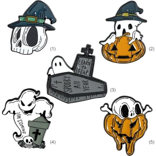 Halloween Jewelry Brooch Pumpkin Skull Gothic Women Clothing Lapel Badges Halloween Ornament Badge Pins 2021 New
