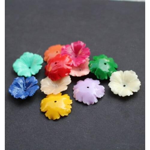 10pieces/lot) Carved 20mm 30mm Flowers Space parts Mix colors Artificial Coral Findings for Jewelry making