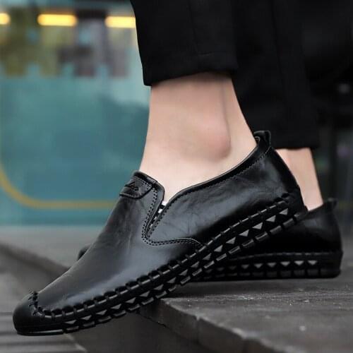 Classic Leather Mens Loafers Luxury Men Casual Shoes handmade Moccasins Breathable Slip on black Driving Shoes Plus Size 38-48