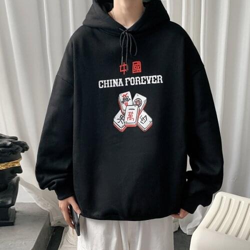 LUCLESAM men fashion Chinese Mahjong printing oversize hoodies mens Harajuku Hooded sweatshirt plus size 5XL sudaderas hombre