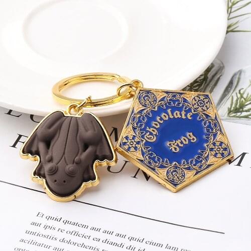 Cute Anime Cartoon Frog Keychain Gold Color Metal Tag Frogs Key Chain Wizard-Magic World Key Ring Bag Trinkets Accessories