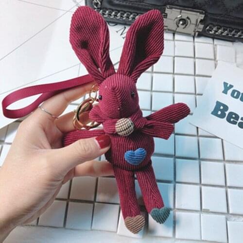 Cute Plush Rabbit Keychain Pendant Bunny Animal Car Key Chain Women Bag Accessories Charms Girls Birthday Gift
