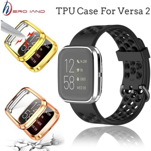 Soft TPU Silicone Plating Case Cover For Fitbit Versa 2 Full Screen Protector Case On Fit bit Versa2 Smartwatch Protective Coque