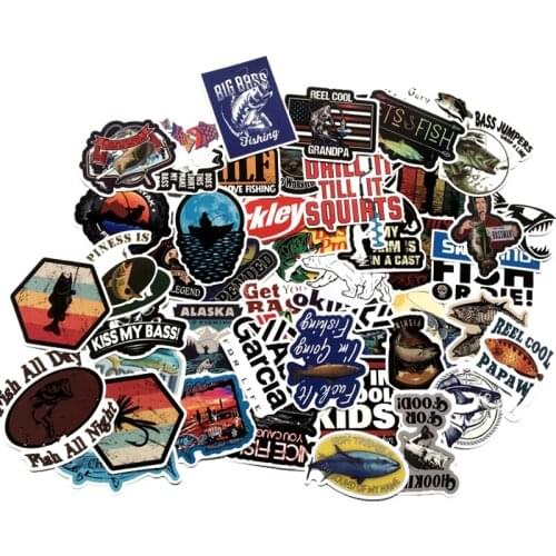 50pcs Outdoor Fishing Enthusiasts Stickers For Mobile Phone Laptop Luggage Guitar Case Skateboard Fixed Gear Bike Stickers F4