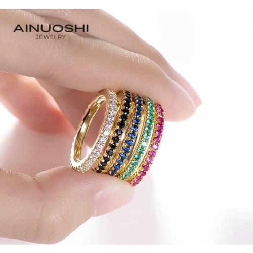 AINUOSHI Full Eternity Rings 1.4mm Wedding Band 925 Sterling Silver Sona Simulated Diamond Engagement Rings for Women squillare