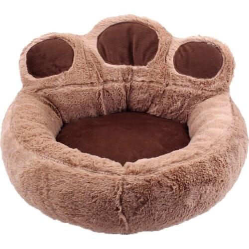 Plush Dog Cat Bed Washable Round Bear Paw Puppy Beds Warm Fluffy Pet Cats Bed Mat Kennel Sofa For Small Medium Large Dogs