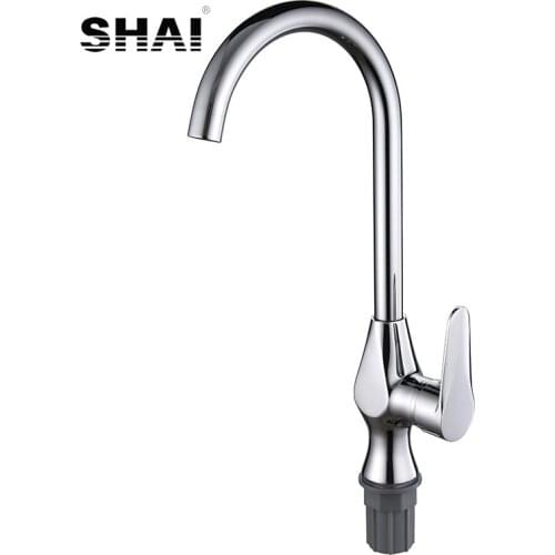 SHAI Kitchen Faucet Cold And Hot Water Mixer 360 Degree Rotation Kitchen Sink Faucets Single Handle Brass Body Chrome Finish Tap