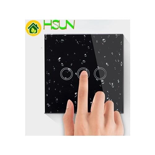 Smart 3 gang Remote Control Touch Switch AC110-220 V EU Standard 86*86MM Luxury Tempered Glass Panel Sensor Wall Light Switch