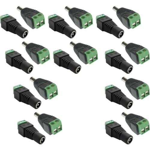 10 Pairs Male And Female 2.1x5.5mm 12V DC Power Jack Plug Adapter Connector CCTV