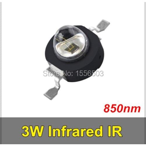 10 Pcs/lot 3W Infrared IR 850nm High Power LED Bead Emitter DC1.8-2.2V CCTV Camera IR Diode for Security Black LEDs