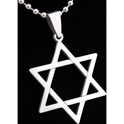 10 piece/lot Stainless Steel Hexagram Pendants Necklaces Men Women Magen David Ball Chain Silver Men Star Charm Choker Jewelry