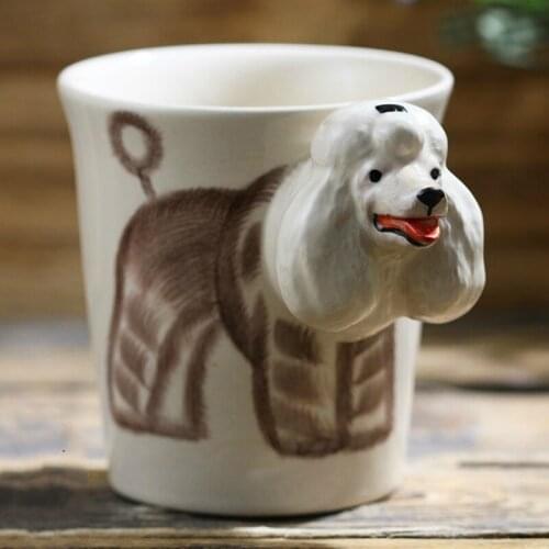 200ml hand-painted animal mug Personalized poodle coffee cup Creative cartoon ceramic cup Gift cute mugs cute tea cups