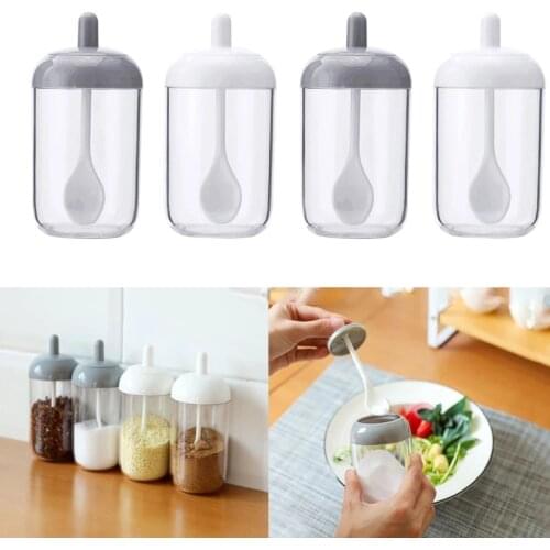 Seasoning jar with spoon and lid Herb Condiment Tins Salt Storage Container Seal Box Pepper Seasoning Cans Kitchen Organizer