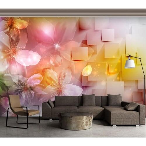 Large Murals 3D Geometry Flower Wallpaper Murals 3d Wall Photo Mural for Living Room 3d Flower Wall paper 3d Wall Mural Decor