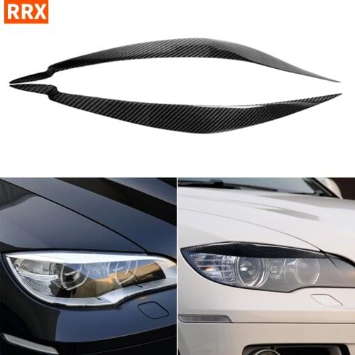 For BMW E71 X6 X6M 2008-2014 Carbon Fiber Car Headlight Cover Stickers Eyelids Eyebrows Trim Auto Headlamp Eyebrow Eyelid Covers