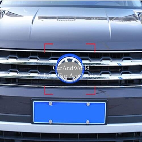 For VW Volkswagen Teramont Atlas 2017-2019 Front Grille Logo Frame Trims Car Sign Cover Chrome Decoration Styling Accessories