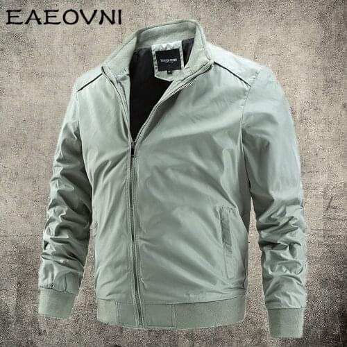 EAEOVNI Autumn Winter Mens Jacket Solid Color Casual Jackets Men Outwear Coat Korean Fashion Bomber Jacket Man Plus Size Clothes