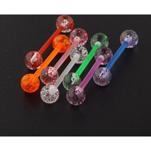 Fanpeijy Flexible Acrylic Straight Tongue Barbell Nipple Ring Retainer Piercing Body Jewelry Glitter Helix Tragus Earring 1/7pcs