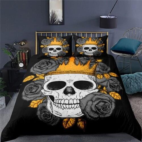 Gothic Skull Rose Bed Linen Adult Quilt Cover Set Bedding Set Twin Full Queen Super King Double Duvet Cover With Pillowcase