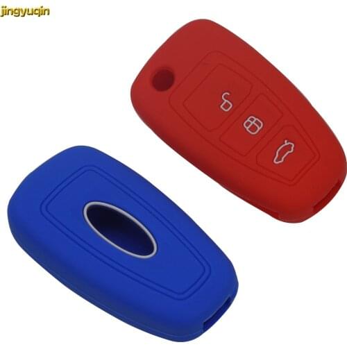 Jingyuqin 50PCS 3 Buttons Silicone Car Key Cover Case for Ford Mondeo Focus 3 MK3 Kuga Fiesta Escape Ecosport Car-styling