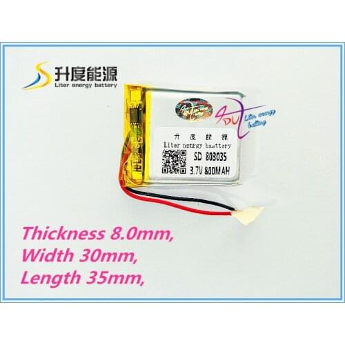 Liter energy battery 3.7V tablet battery 803035 MP3 MP4 800MAH sound camera driving recorder