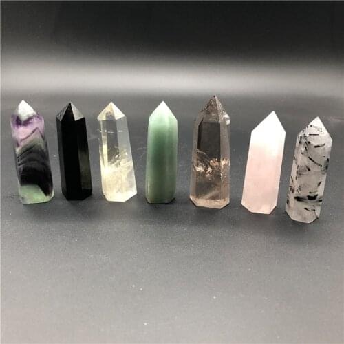 A lot natural amethyst rose quartz obelisk crystal wand point healing stones