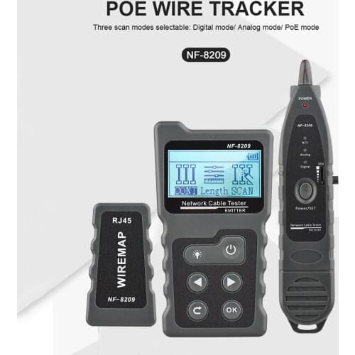 Multifunctional NF-8209 LCD Network Cable Tester Wire Tracker PoE Checker Inline PoE Voltage and Current Tester Cable Tester