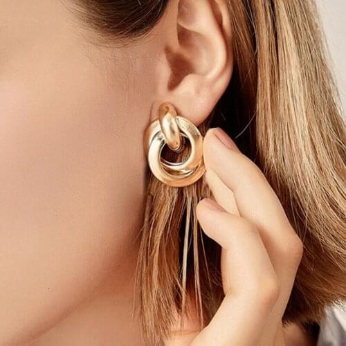 Fashion Metal Women Drop Earrings Hollow Geometric Dangle Earrings for Girls Punk Round Earrings Fashion Gift