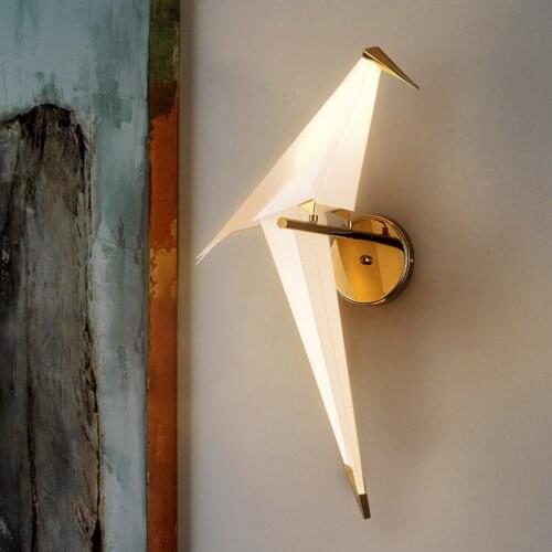 Nordic Paper Crane Wall Lamp Modern Minimalist Living Room Bedroom Bedside Aisle Lamp Creative Acrylic Bird Wall Light Fixtures
