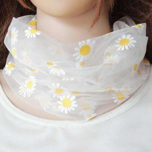 New Little Daisy Neck Scarf Beach Mesh Womens Summer Scarves Sun Protection Headscarf Summer Bags 2021 Floral Chiffon Shawl