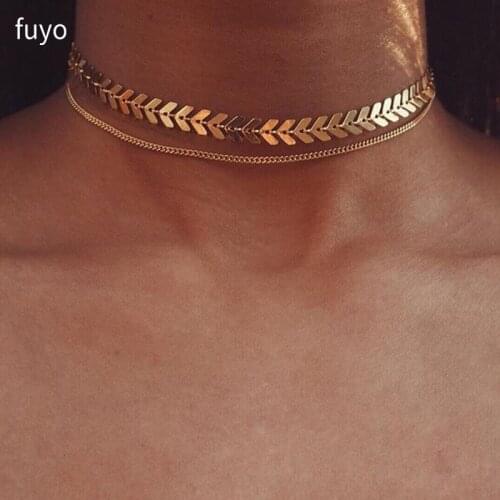 Multi Arrow choker Necklace Women Two Layers Necklaces Collares Fishbone Airplane Necklace Flat Chain Chocker On Neck Jewelry