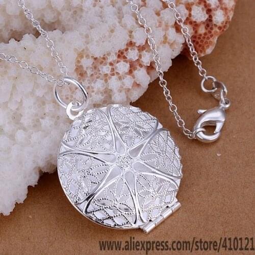 P167_2 Lucky Charm Silver Color Pendants For Women Jewelry Necklace Women Accessories Fashion Pendant Net Flower Photo Frame