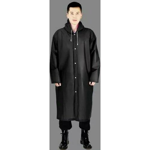 Women Raincoat Men Black Rain Clothes Covers Waterproof Jacket Thick EVA Button Hooded Poncho Rainwear Плащ