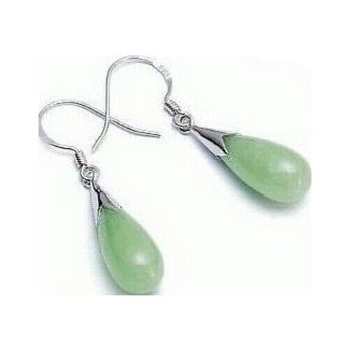Lovely jewelry Pair Bright Green gem drop dangle earring >Lovely Fine Nobility Ladys Womens Earrings