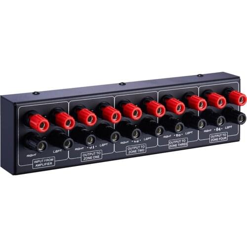 1 In 4 Out Speaker Distribution Panel 4-Zone Audio Splitter 300W Each Channel & Banana Plug for Distributed Audio music studio