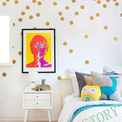 Multicolor Diy Polka Dot Wall Sticker For Kids Rooms Decoration Metallic Gold Black Pink Polka Dots Wall Art Stickers Home Decor