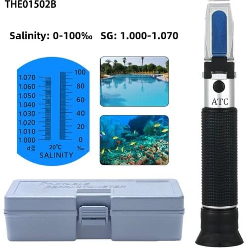 Salinity Refractometer 0-100 Sea Salinity Meter ATC Salt Water Concentration Aquarium Handheld Mariculture Breeding Gravimeter